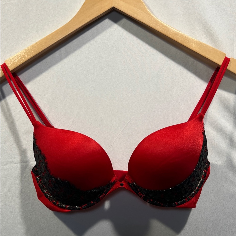 Victoria's Secret Red and Black Lace Bra